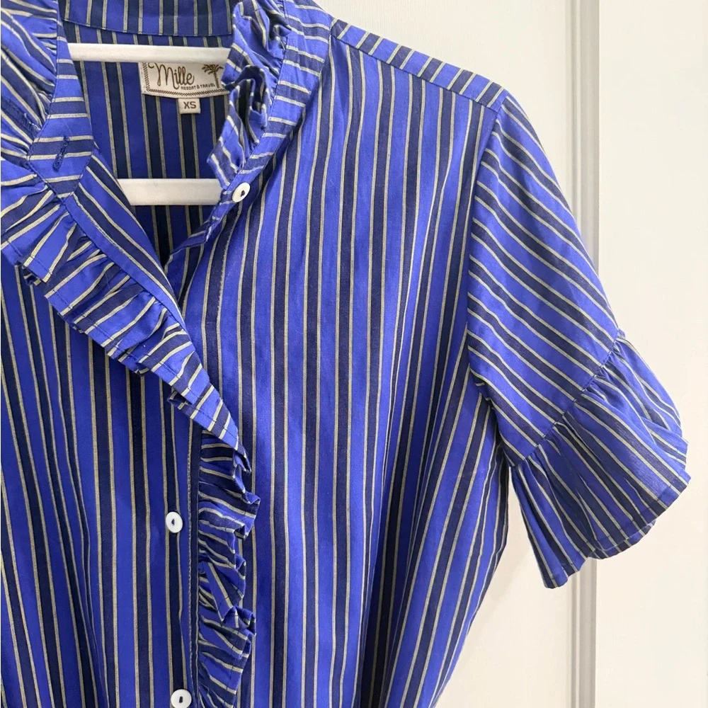 Milly Blue Striped Maxi Dress - Picture 7 of 7